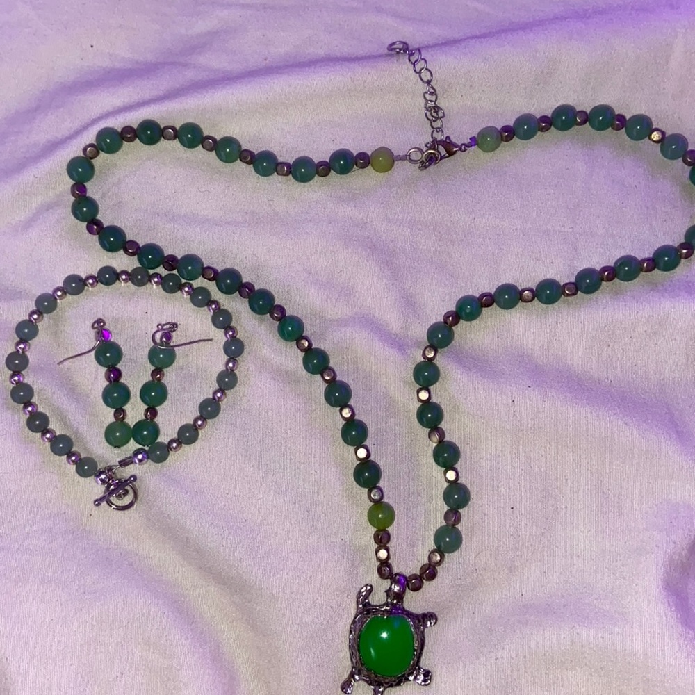 Native jewelry- Turtle necklace and earring set🐢